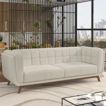 Sofá 02 Lugares Para Sala De Estar Pés Em Madeira 180cm Florian M03 Bouclê Bege Claro - Lyam Decor Sofá 02 Lugares Para Sala De Estar Pés Em Madeira 180cm Florian M03 Bouclê Bege Claro - Lyam Decor