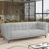 Sofá 02 Lugares Para Sala De Estar Pés Em Madeira 180cm Florian M03 Linho Cinza - Lyam Decor