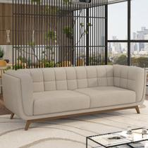 Sofá 02 Lugares Para Sala De Estar Pés Em Madeira 180cm Florian M03 Linho Cru- Lyam Decor
