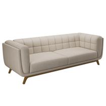 Sofá 02 Lugares Para Sala De Estar Pés Em Madeira 180cm Florian M03 Linho Cru- Lyam Decor