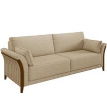 Sofá 03 Lugares 222cm Stefan M03 Linho Bege Escuro