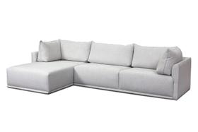 Sofa 03 lugares 3,14mt Com Chaise Long Estofado Tecido Cinza Loah