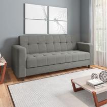 Sofá 03 Lugares Arezzo Suede Grafite Pés Chanfrado Tabaco D01 - D'Rossi Sofá 03 Lugares Arezzo Suede Grafite Pés Chanfrado Tabaco D01 - D'Rossi