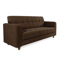 Sofá 03 Lugares Arezzo Suede Marrom Pés Chanfrado Tabaco - D'rossi Sofá 03 Lugares Arezzo Suede Marrom Pés Chanfrado Tabaco - D'rossi