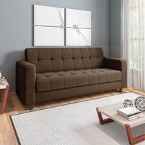 Sofá 03 Lugares Arezzo Suede Marrom Pés Chanfrado Tabaco D01 - D'Rossi