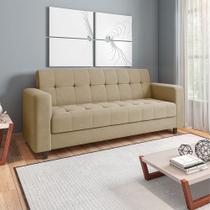 Sofá 03 Lugares Arezzo Suede Marrom Rato Pés Chanfrado Tabaco D01 - D'Rossi