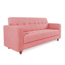 Sofá 03 Lugares Arezzo Suede Pés Chanfrado Castanho D01 - DRossi Rose