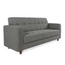 Sofá 03 Lugares Arezzo Suede Pés Chanfrado Marrom - D'rossi Cor Grafite