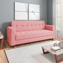 Sofá 03 Lugares Arezzo Suede Rosê Pés Chanfrado Tabaco D01 - D'Rossi Sofá 03 Lugares Arezzo Suede Rosê Pés Chanfrado Tabaco D01 - D'Rossi