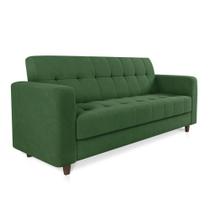 Sofá 03 Lugares Arezzo Suede Verde Pés Chanfrado Tabaco - D'rossi