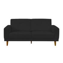 Sofa 03 Lugares Capri 180cm Suede Preto D'monegatto