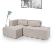 Sofá 03 Lugares Com Molas Ensacadas Versatile Tecido Bouclé Bege 2,10M