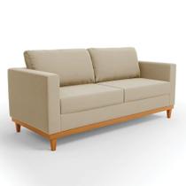 Sofá 03 Lugares Juliette Marrom Rato Base Madeira Castanho