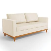 Sofá 03 Lugares Juliette material sintético Bege Base Madeira Castanho Sofá 03 Lugares Juliette material sintético Bege Base Madeira Castanho