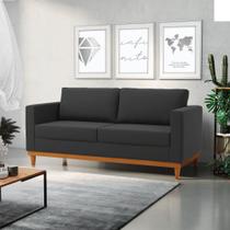 Sofá 03 Lugares Juliette Sintético Base Madeira Castanho D03 - D'Rossi