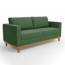 Sofá 03 Lugares Juliette Suede Verde Base Madeira Castanho