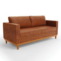 Sofá 03 Lugares Julietteano Base Madeira Castanho Nozes