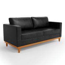 Sofá 03 Lugares Julietteano Base Madeira Castanho Preto