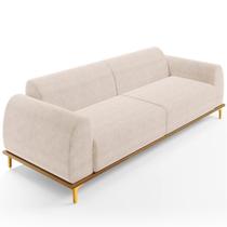 Sofá 03 Lugares Kiev 230 Cm Veludo Bege C-309