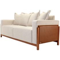 Sofá 03 Lugares Para Sala De Estar 178 cm Khali B04 Linho Cru material sintético Whisky - Lyam