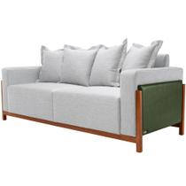 Sofá 03 Lugares Para Sala De Estar 198 cm Khali B04 Linho Cinza material sintético Verde - Lyam Sofá 03 Lugares Para Sala De Estar 198 cm Khali B04 Linho Cinza material sintético Verde - Lyam