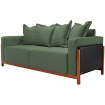 Sofá 03 Lugares Para Sala De Estar 198 cm Khali B04 Linho Verde material sintético Preto - Lyam Sofá 03 Lugares Para Sala De Estar 198 cm Khali B04 Linho Verde material sintético Preto - Lyam