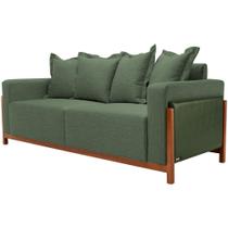 Sofá 03 Lugares Para Sala De Estar 198 cm Khali B04 Linho Verde material sintético Verde - Lyam Sofá 03 Lugares Para Sala De Estar 198 cm Khali B04 Linho Verde material sintético Verde - Lyam
