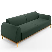 Sofá 03 Lugares Para Sala de Estar Kiev 210 cm D02 Linho Verde Musgo C-123 - Lyam Decor