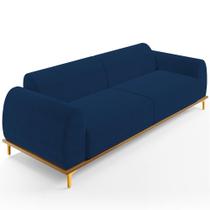 Sofá 03 Lugares Para Sala de Estar Kiev 210 cm D02 Veludo Azul Marinho C-304 - Lyam Decor