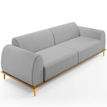 Sofá 03 Lugares Para Sala de Estar Kiev 230 cm D02 Linho Cinza D-315 - Lyam Decor