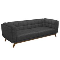 Sofá 03 Lugares Para Sala De Estar Pés Em Madeira 240cm Florian M03 Linho Chumbo - Lyam Decor