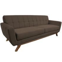 Sofá 04 Lugares 230cm com Base de Madeira Miami Veludo Marrom Escuro - CasaePoltrona