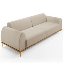Sofá 04 Lugares Para Sala de Estar Kiev 260 cm D02 Linho Bege C-107 - Lyam Decor