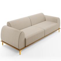 Sofá 04 Lugares Para Sala de Estar Kiev 260 cm D02 Linho Bege C-107 - Lyam Decor