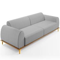 Sofá 04 Lugares Para Sala de Estar Kiev 260 cm D02 Linho Cinza D-315 - Lyam Decor