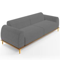Sofá 04 Lugares Para Sala de Estar Kiev 260 cm D02 Veludo Cinza D-317 - Lyam Decor Sofá 04 Lugares Para Sala de Estar Kiev 260 cm D02 Veludo Cinza D-317 - Lyam Decor