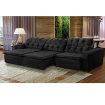 Sofá 08 Lugares Retrátil e Reclinável Alasca 380 Cm Pillow Veludo Preto MegaSul Sofá 08 Lugares Retrátil e Reclinável Alasca 380 Cm Pillow Veludo Preto MegaSul