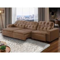 Sofá 09 Lugares Retrátil e Reclinável Alasca 410 Cm Pillow Veludo Marrom - MegaSul Sofá 09 Lugares Retrátil e Reclinável Alasca 410 Cm Pillow Veludo Marrom - MegaSul