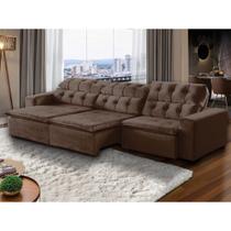 Sofá 09 Lugares Retrátil e Reclinável Alasca 410 Cm Pillow Veludo Marrom - MegaSul Sofá 09 Lugares Retrátil e Reclinável Alasca 410 Cm Pillow Veludo Marrom - MegaSul