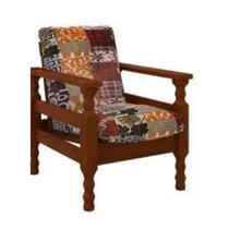 Sofa 1 lugar madeira maciça com almofada cor imbuia