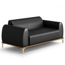 Sofá 150cm 2 Lugares Base Gold Molino D06 PU B-159 Preto - Mpozenato Sofá 150cm 2 Lugares Base Gold Molino D06 PU B-159 Preto - Mpozenato