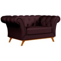 Sofá 150cm 2 Lugares Base Madeira Império C-292 Veludo Vinho - Domi Sofá 150cm 2 Lugares Base Madeira Império C-292 Veludo Vinho - Domi