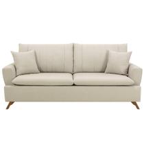 Sofá 160cm 2 Lugares com Almofadas Pés Curvos Veras Linho D05 Cru - Mpozenato