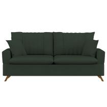 Sofá 160cm 2 Lugares com Almofadas Pés Curvos Veras Suede D05 Verde Escuro - Mpozenato