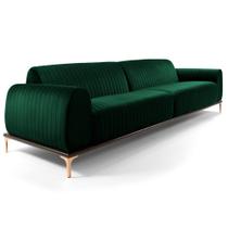 Sofá 180cm 3 Lugares Pés Rose Gold Molino B-303 Veludo Verde Musgo - Domi