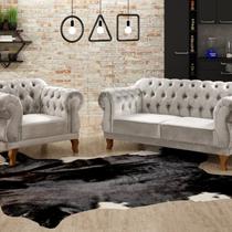 Sofá 2 e 1 Lugares Duquesa Decoração Sala Recepção Retrô Bege Claro Sofá 2 e 1 Lugares Duquesa Decoração Sala Recepção Retrô Bege Claro