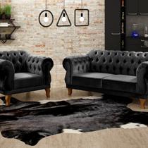 Sofá 2 e 1 Lugares Duquesa Decoração Sala Recepção Retrô Preto Sofá 2 e 1 Lugares Duquesa Decoração Sala Recepção Retrô Preto