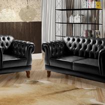 Sofá 2 e 1 Lugares Duquesa Decoração Sala Recepção Retrô Preto Sofá 2 e 1 Lugares Duquesa Decoração Sala Recepção Retrô Preto