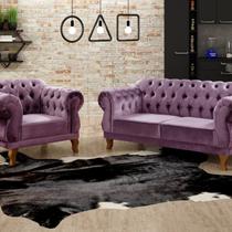 Sofá 2 e 1 Lugares Duquesa Decoração Sala Recepção Retrô Roxo Sofá 2 e 1 Lugares Duquesa Decoração Sala Recepção Retrô Roxo