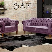 Sofá 2 e 1 Lugares Duquesa Decoração Sala Recepção Retrô Roxo Sofá 2 e 1 Lugares Duquesa Decoração Sala Recepção Retrô Roxo